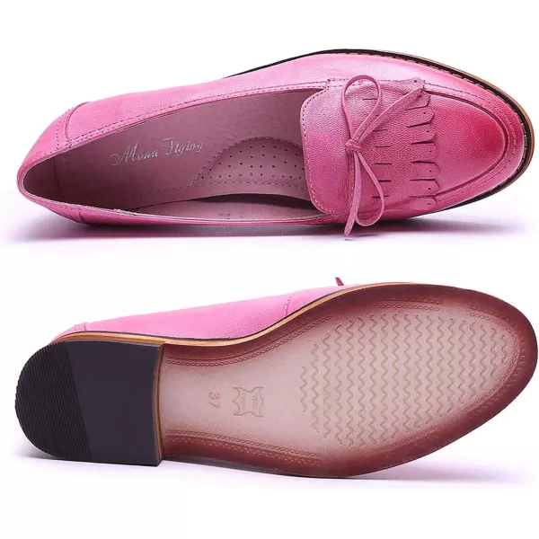Mona flying Women's Leather Penny Loafer Casual Flat Shoes for Women Ladies