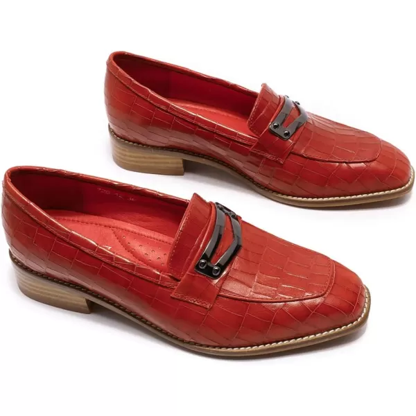 Mona flying Women's Leather Penny Loafer Casual Flat Shoes for Women Ladies