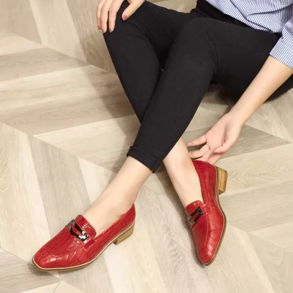 Mona flying Women's Leather Penny Loafer Casual Flat Shoes for Women Ladies
