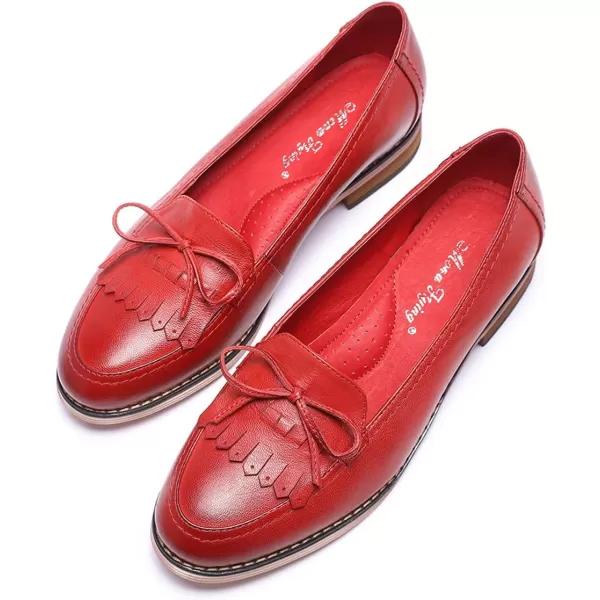 Mona flying Women's Leather Penny Loafer Casual Flat Shoes for Women Ladies