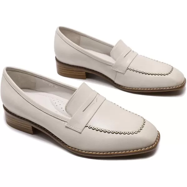 Mona flying Women's Leather Penny Loafer Casual Flat Shoes for Women Ladies