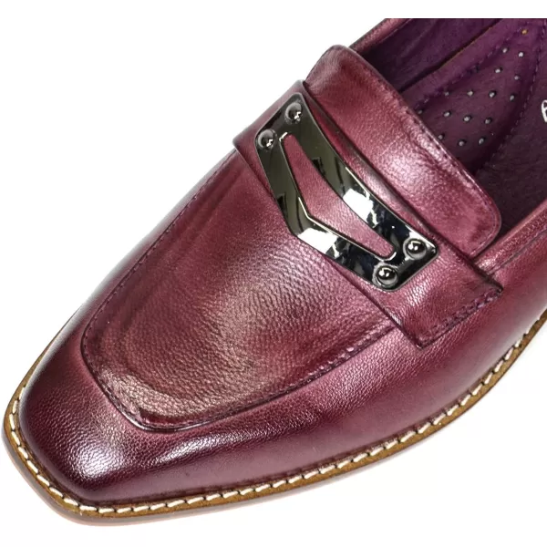 Mona flying Women's Leather Penny Loafer Casual Flat Shoes for Women Ladies