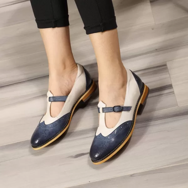 Mona flying Women's Leather Penny Loafer Casual Flat Shoes for Women Ladies