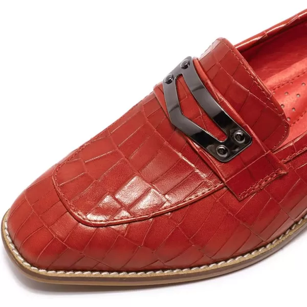 Mona flying Women's Leather Penny Loafer Casual Flat Shoes for Women Ladies