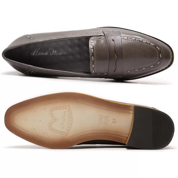 Mona flying Women's Leather Penny Loafers Slip On Flats Office Ladies Casual Shoes