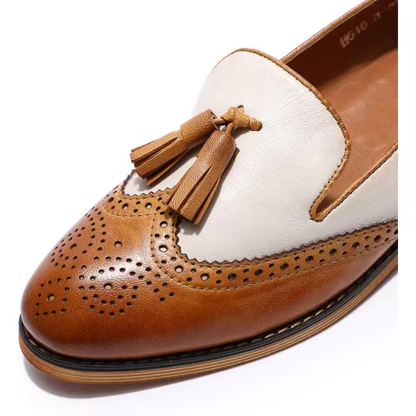 Mona flying Women's Leather Penny Loafers Slip On Flats Office Ladies Casual Shoes