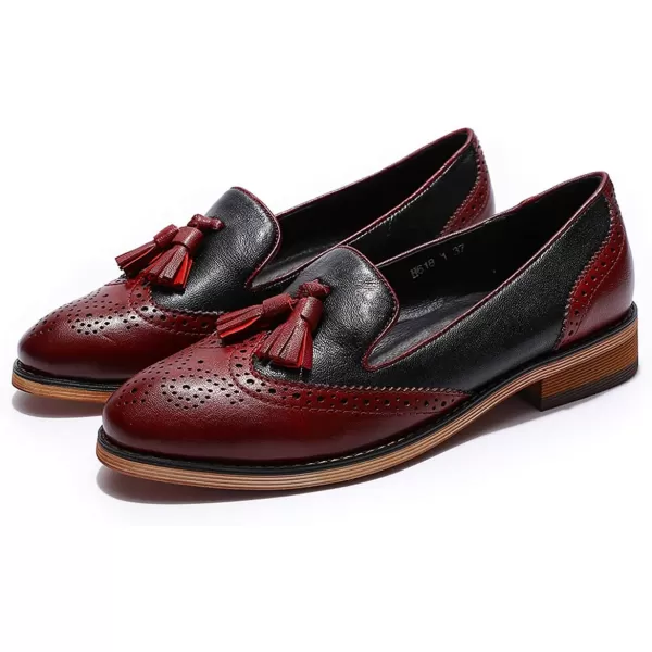 Mona flying Women's Leather Penny Loafers Slip On Flats Office Ladies Casual Shoes
