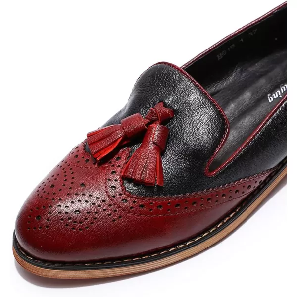 Mona flying Women's Leather Penny Loafers Slip On Flats Office Ladies Casual Shoes