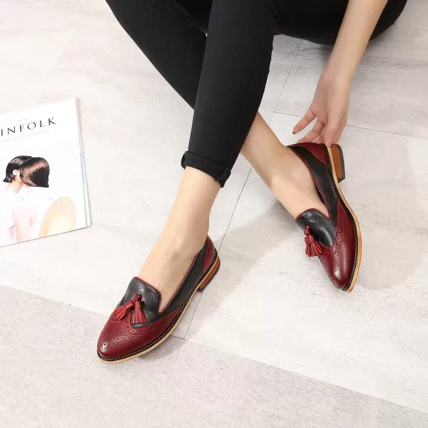 Mona flying Women's Leather Penny Loafers Slip On Flats Office Ladies Casual Shoes