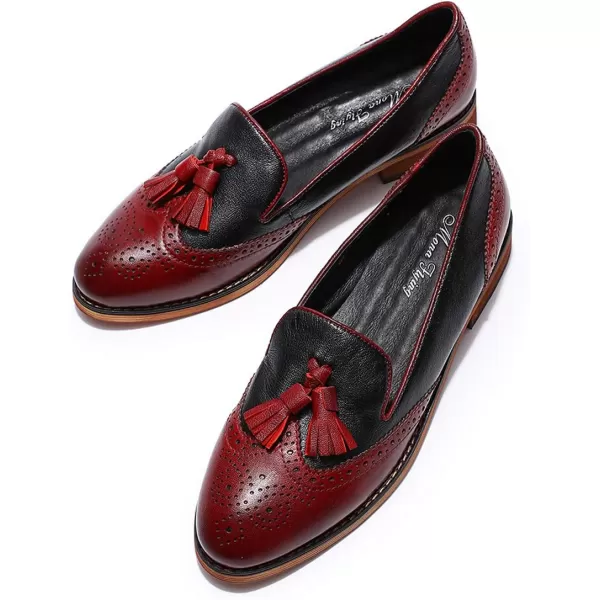 Mona flying Women's Leather Penny Loafers Slip On Flats Office Ladies Casual Shoes