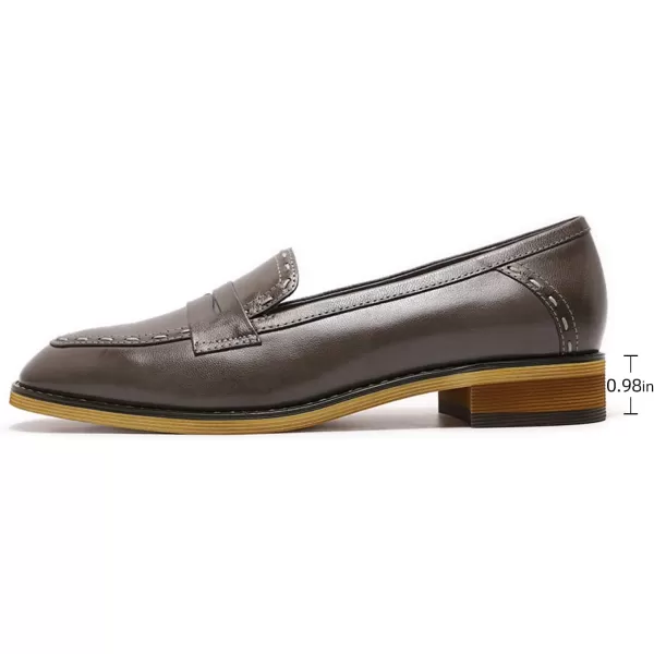 Mona flying Women's Leather Penny Loafers Slip On Flats Office Ladies Casual Shoes