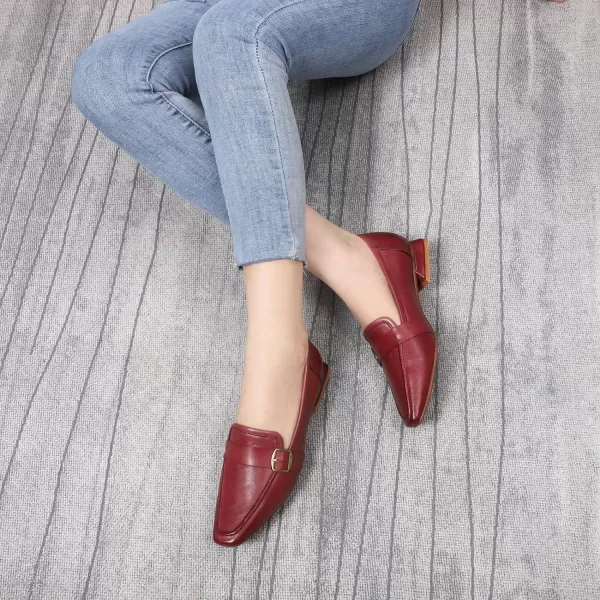 Mona flying Women's Leather Penny Loafers Slip On Flats Office Ladies Casual Shoes