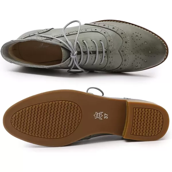 Mona flying Women's Leather Perforated Lace-up Oxfords Brogue Wingtip Derby Shoes for ladis Women