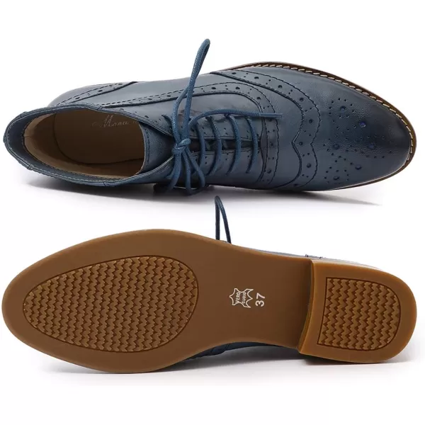 Mona flying Women's Leather Perforated Lace-up Oxfords Brogue Wingtip Derby Shoes for ladis Women