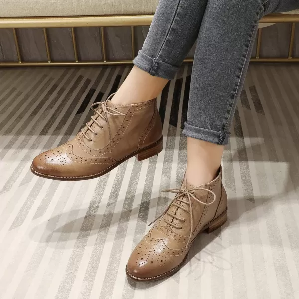 Mona flying Women's Leather Perforated Lace-up Oxfords Brogue Wingtip Derby Shoes for ladis Women