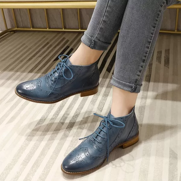 Mona flying Women's Leather Perforated Lace-up Oxfords Brogue Wingtip Derby Shoes for ladis Women