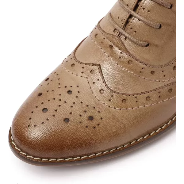 Mona flying Women's Leather Perforated Lace-up Oxfords Brogue Wingtip Derby Shoes for ladis Women
