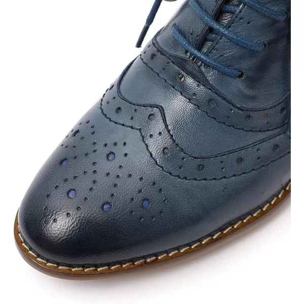 Mona flying Women's Leather Perforated Lace-up Oxfords Brogue Wingtip Derby Shoes for ladis Women