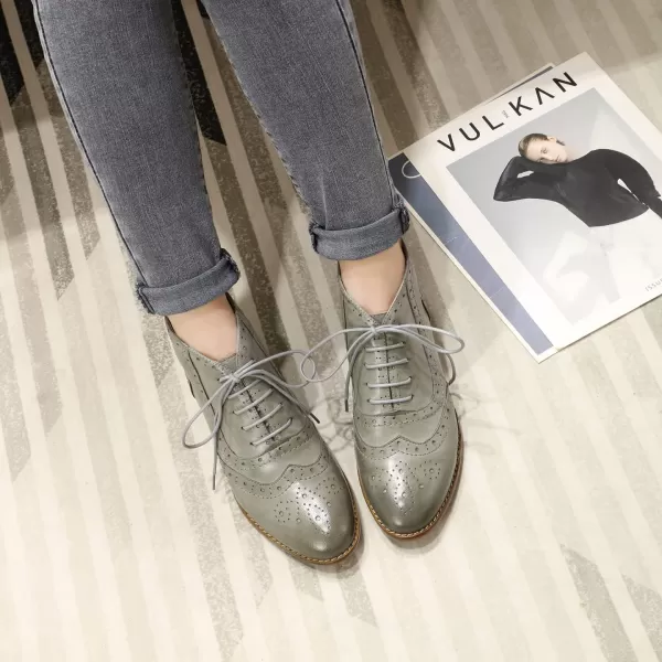 Mona flying Women's Leather Perforated Lace-up Oxfords Brogue Wingtip Derby Shoes for ladis Women