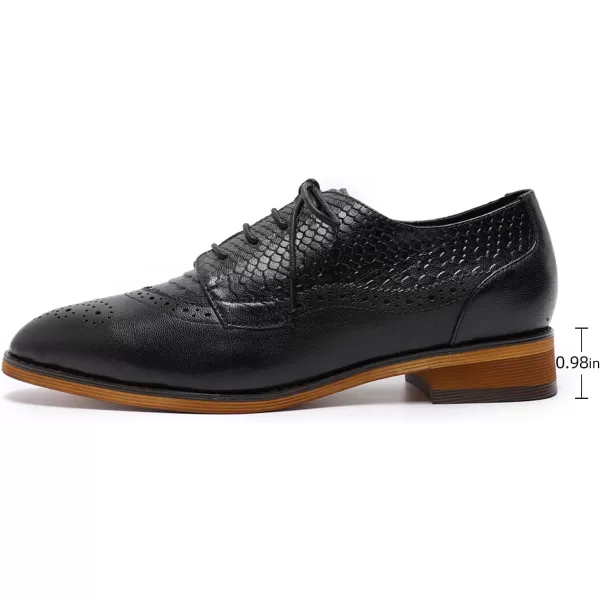 Mona flying Women's Perforated Oxfords Brogue Derby Lace-up Leather Shoes for Ladies