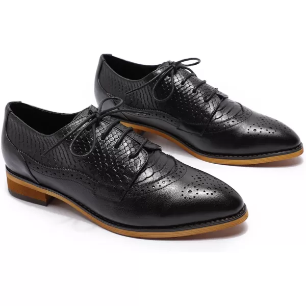 Mona flying Women's Perforated Oxfords Brogue Derby Lace-up Leather Shoes for Ladies