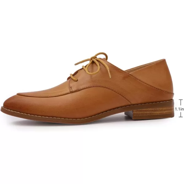 Mona flying Women's Pointed Toe Oxfords Derby Retro Lace up Leather Shoes for Ladies