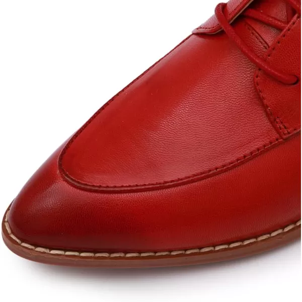 Mona flying Women's Pointed Toe Oxfords Derby Retro Lace up Leather Shoes for Ladies