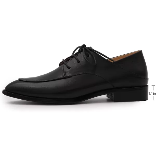 Mona flying Women's Pointed Toe Oxfords Derby Retro Lace up Leather Shoes for Ladies