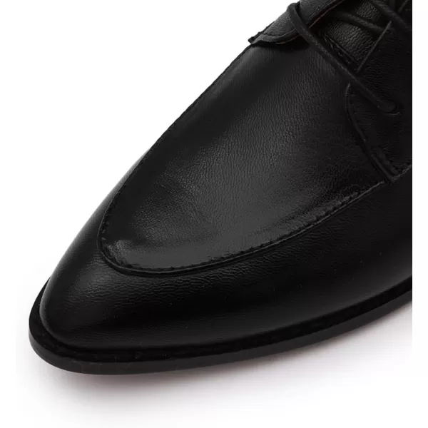Mona flying Women's Pointed Toe Oxfords Derby Retro Lace up Leather Shoes for Ladies