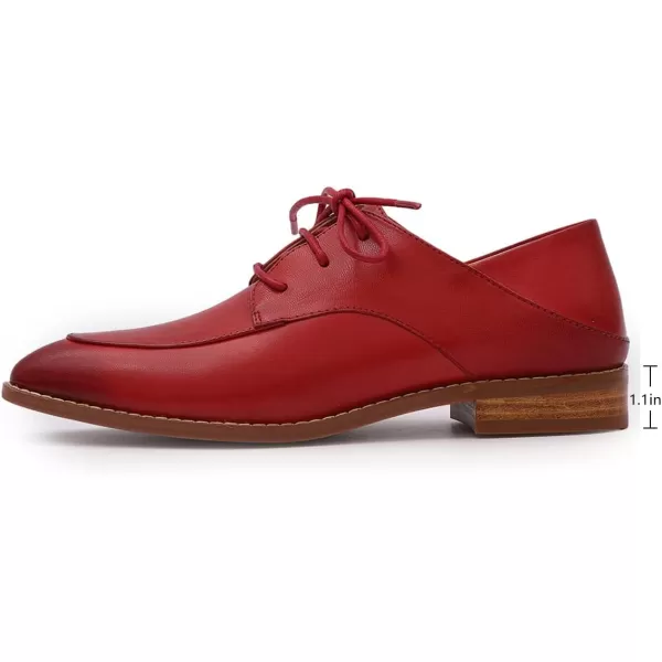 Mona flying Women's Pointed Toe Oxfords Derby Retro Lace up Leather Shoes for Ladies