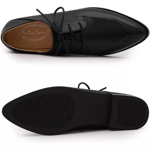 Mona flying Women's Pointed Toe Oxfords Derby Retro Lace up Leather Shoes for Ladies