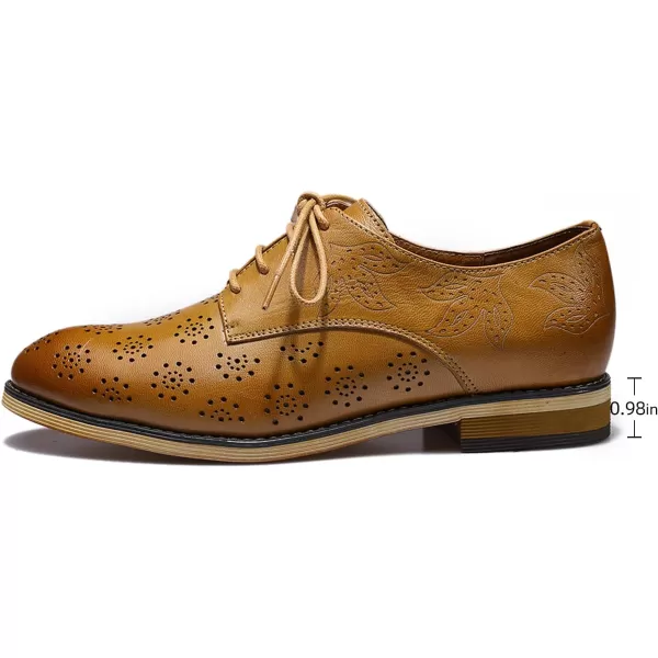 Mona flying Women's Printed Oxfords Brogue Derby Ladies Lace up Leather Shoes