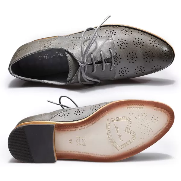 Mona flying Women's Printed Oxfords Brogue Derby Ladies Lace up Leather Shoes