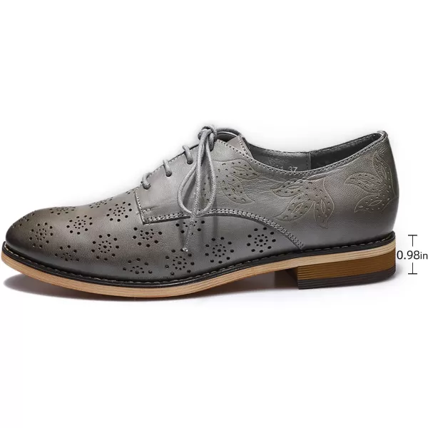 Mona flying Women's Printed Oxfords Brogue Derby Ladies Lace up Leather Shoes