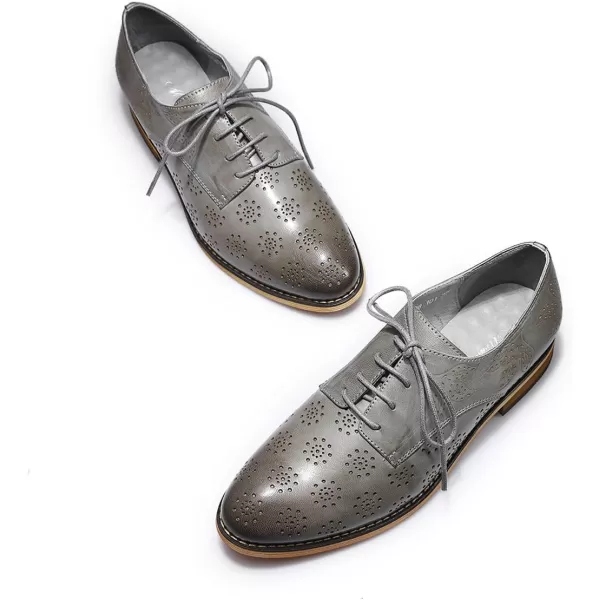 Mona flying Women's Printed Oxfords Brogue Derby Ladies Lace up Leather Shoes