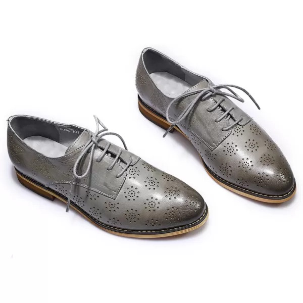 Mona flying Women's Printed Oxfords Brogue Derby Ladies Lace up Leather Shoes