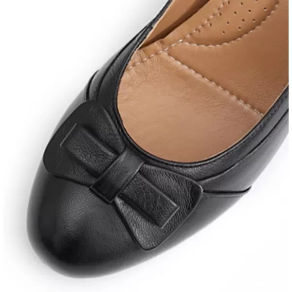 Mona flying Womens Retro Dress Pumps 7cm Chunky Heel Leather Dressy Shoes for Ladies