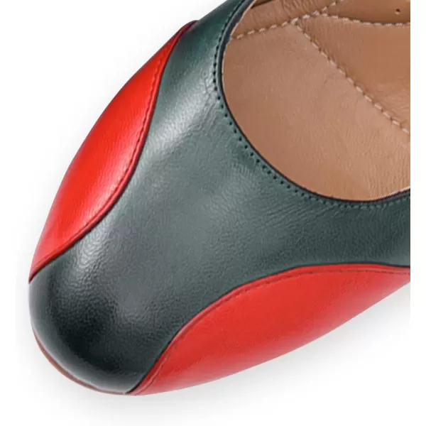 Mona flying Womens Retro Dress Pumps 7cm Chunky Heel Leather Dressy Shoes for Ladies