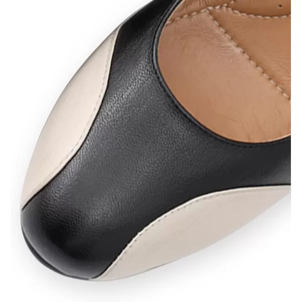 Mona flying Womens Retro Dress Pumps 7cm Chunky Heel Leather Dressy Shoes for Ladies