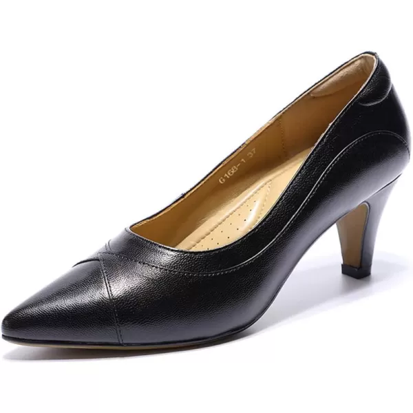 Mona flying Leather Retro Pointed Toe Pumps Women Kitten Heels Dressy Casual Shoes