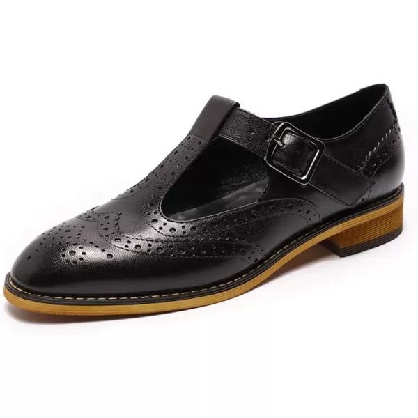 Mona flying Women's Classic Wingtip Oxfords Mary Jane Flat Leather Shoes for Ladies