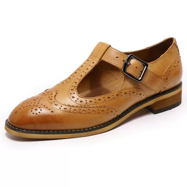 Mona flying Women's Classic Wingtip Oxfords Mary Jane Flat Leather Shoes for Ladies
