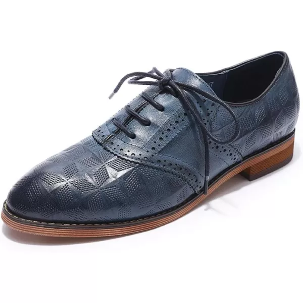 Mona flying Women's Comfortable Saddle Oxfords Brogue Lace-up Leather Shoes for Ladies