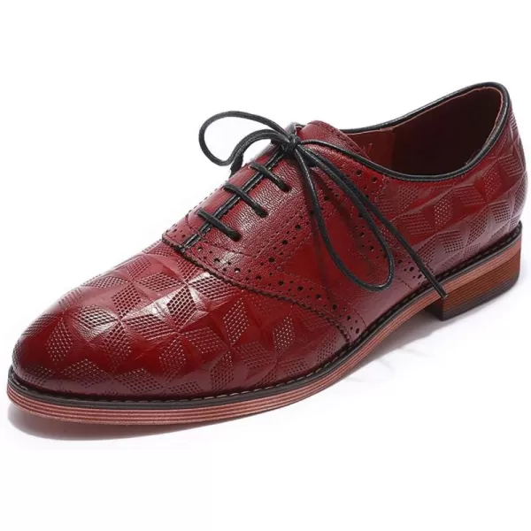 Mona flying Women's Comfortable Saddle Oxfords Brogue Lace-up Leather Shoes for Ladies