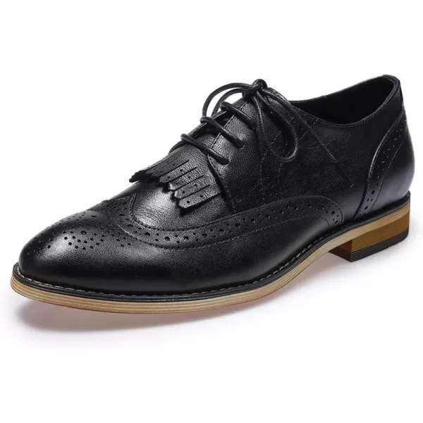 Mona flying Women's Handcrafted Wingtip Oxfords Brogue Vintage Lace up Leather Shoes for Ladies
