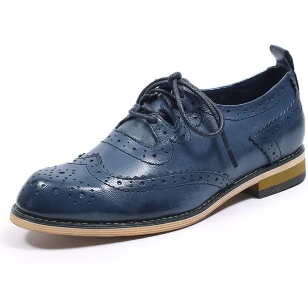 Mona flying Women's Handmade Wingtip Oxfords Comfy Lace up Brogue Leather Shoes for Ladies