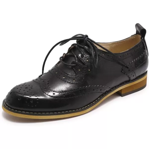 Mona flying Women's Handmade Wingtip Oxfords Comfy Lace up Brogue Leather Shoes for Ladies