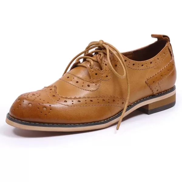 Mona flying Women's Handmade Wingtip Oxfords Comfy Lace up Brogue Leather Shoes for Ladies