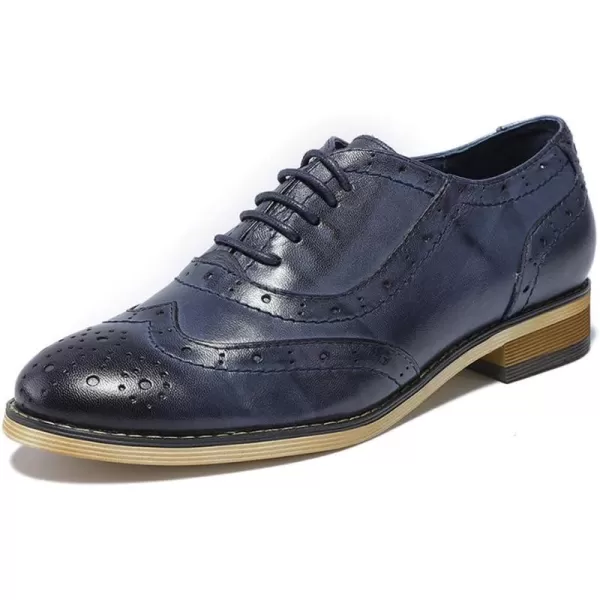 Mona flying Womens Leather Flat Oxfords Shoes for Women Perforated Lace-up Wingtip Vintage Brogues Shoes
