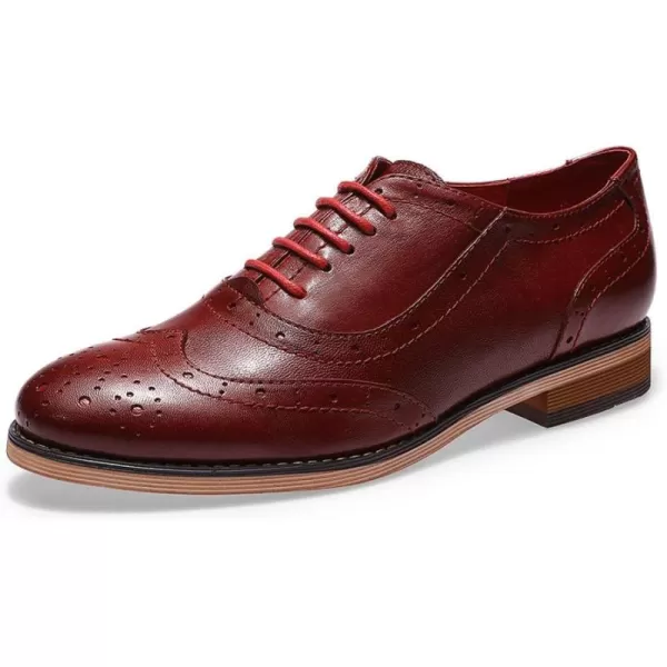 Mona flying Womens Leather Flat Oxfords Shoes for Women Perforated Lace-up Wingtip Vintage Brogues Shoes